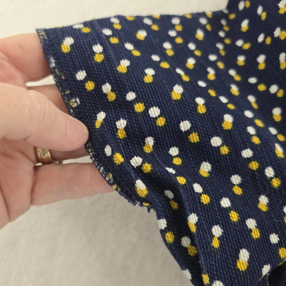 BODEN Navy Blue W/ White&yellow Dots S Sleeve Shift Zip Back Cotton Dress. Sz 8 - Picture 6 of 12